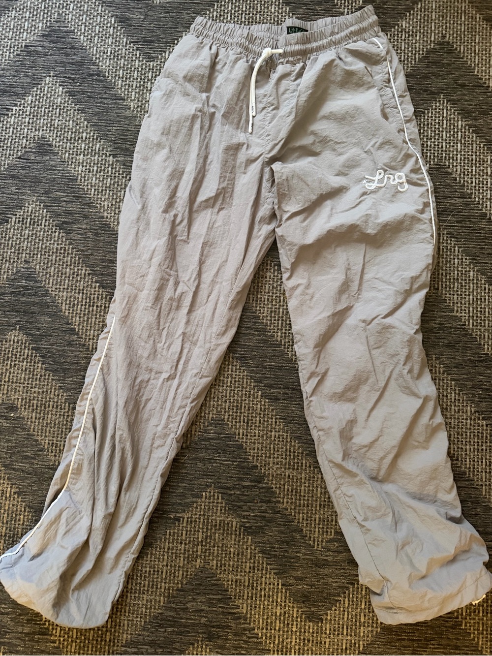 LRG Men’s Light Gray Track Pants with Drawstring